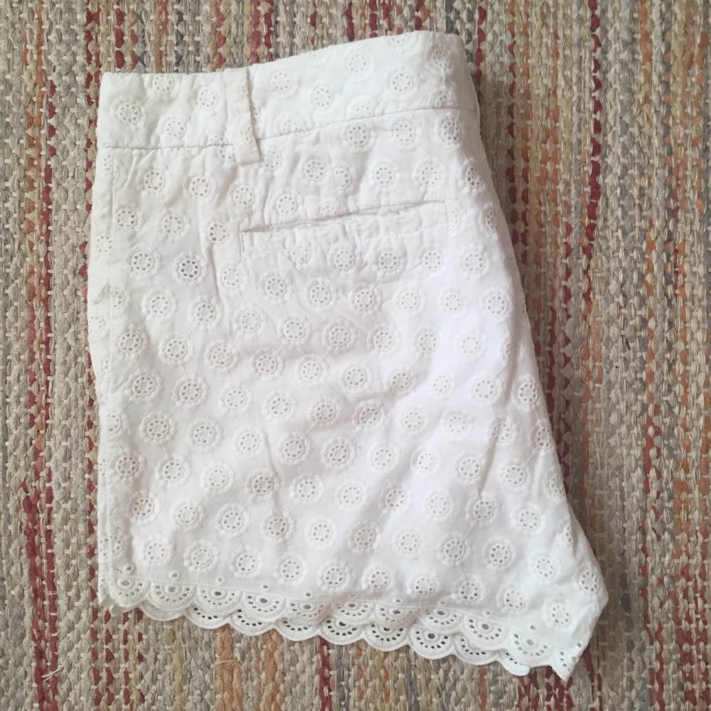 Lands' End White Eyelet Shorts